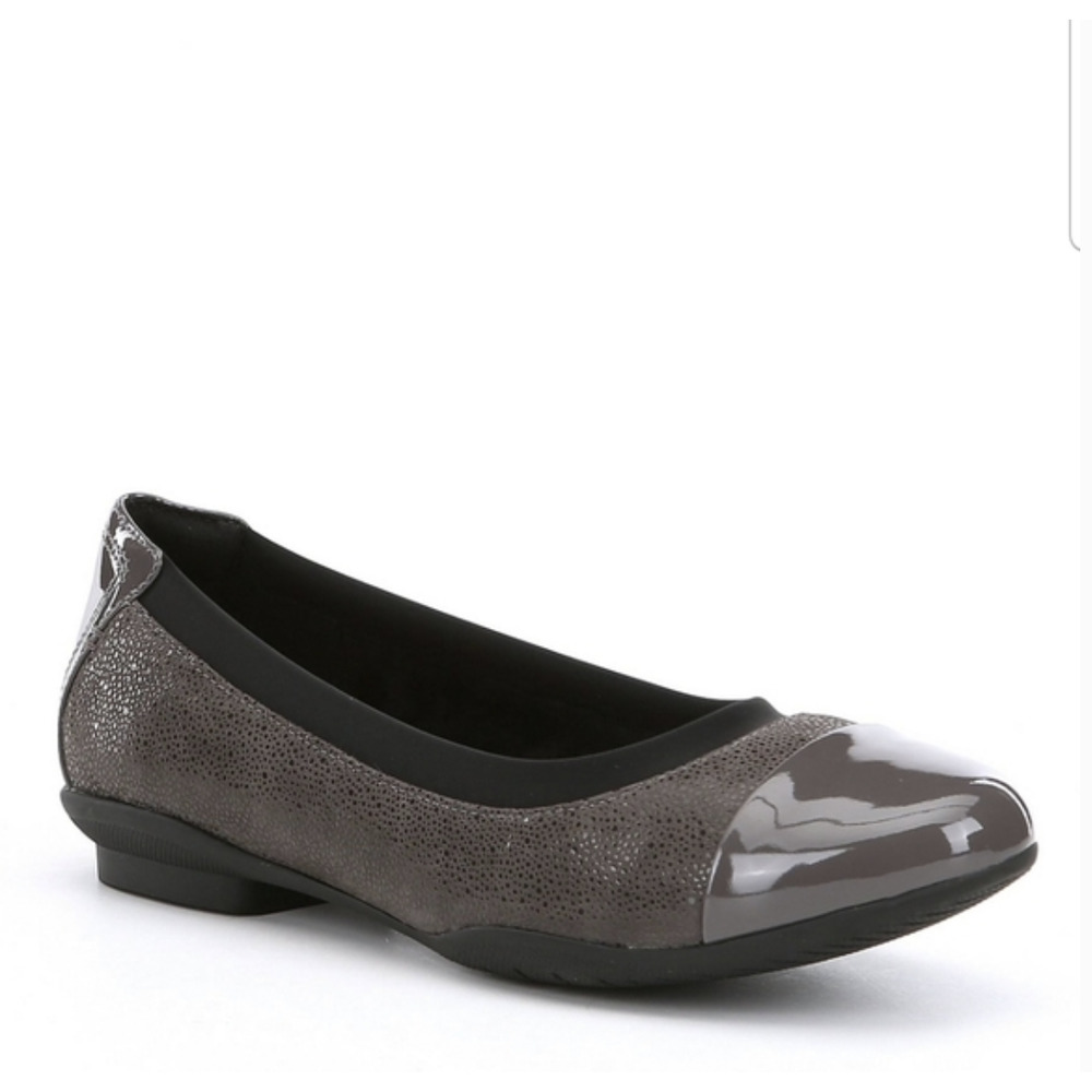 Clarks Neenah Garden Ballet Flats 8.5 NWT NEW Dark Gray Nubuck Leather Comfort